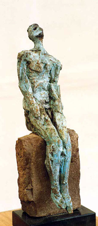 Image of a bronze sculpture, title: The blind king, or The unbearable Burden of the Nothingness