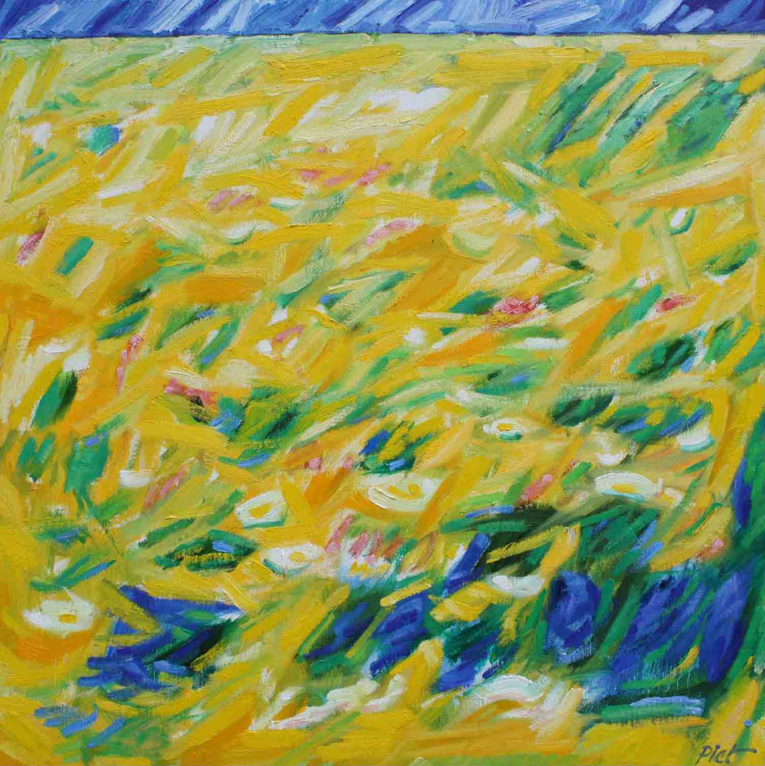 image of oil painting on canvas, Dandelions