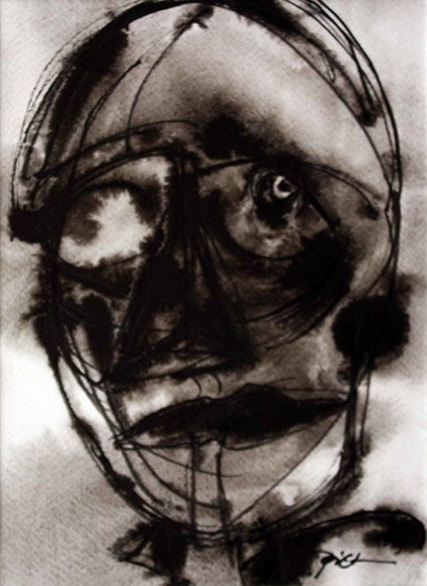 image of a Chinese ink drawing, title Mask