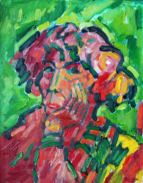 Portrait in oil paint, title Martha