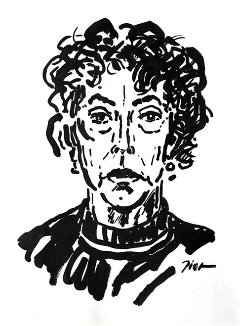 Portrait in Chinese ink on paper, titled Martha: written portrait.