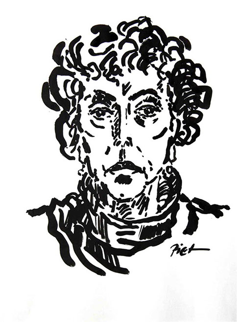 Portrait in Chinese ink on paper, titled Martha: written portrait.