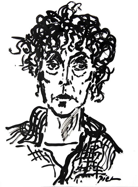 Portrait in Chinese ink on paper, titled Martha: written portrait.