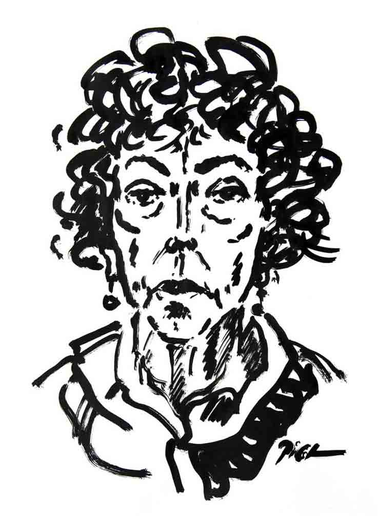 Portrait in Chinese ink on paper, titled Martha: written portrait.