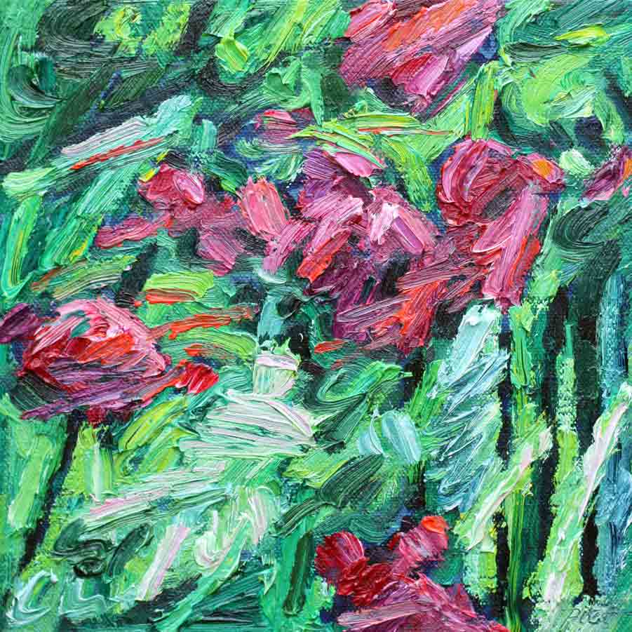 image, oil on canvas, Chaotic garden, Piet Snoeren, Dutch artist