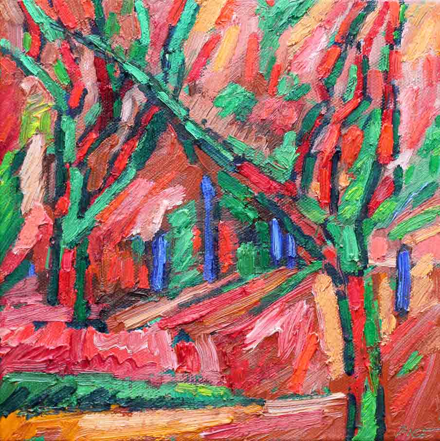 image, oil on canvas, Chaotic garden, Piet Snoeren, Dutch artist