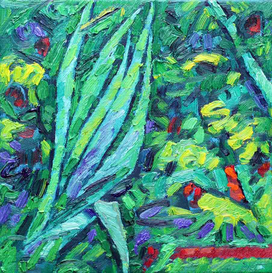 image, oil on canvas, Chaotic garden, Piet Snoeren, Dutch artist