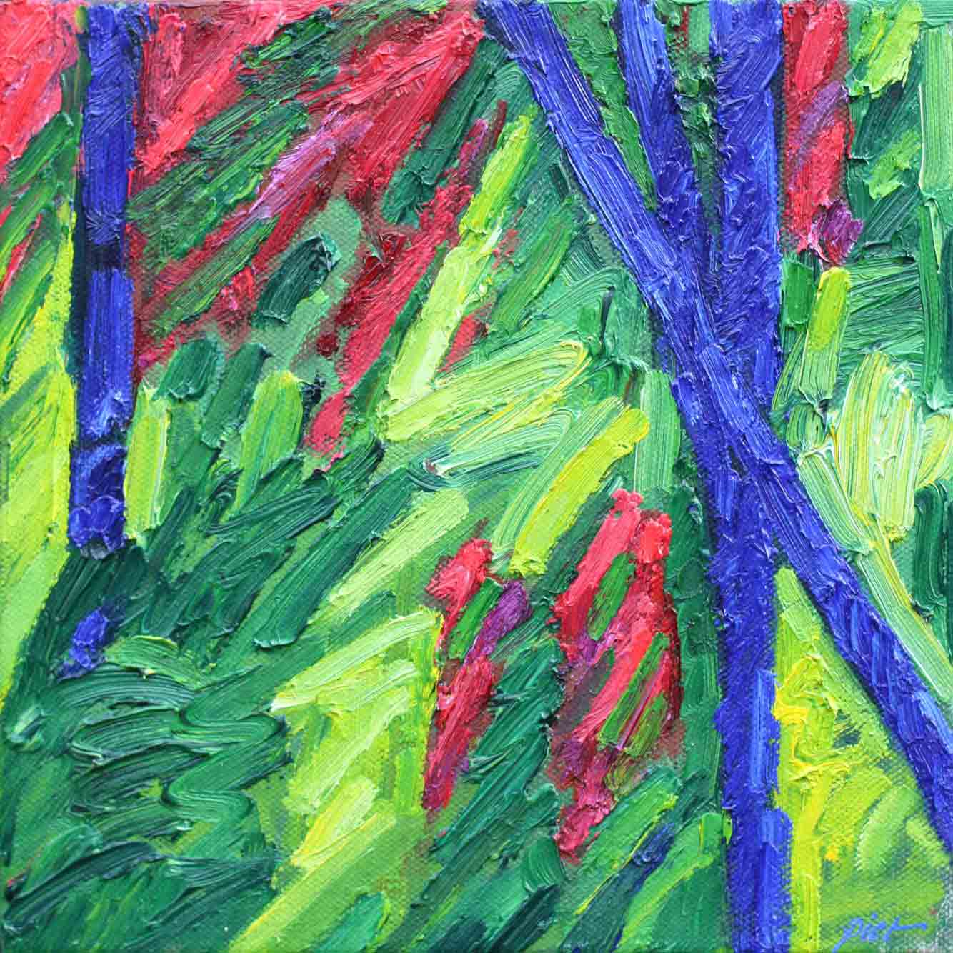 image, oil on canvas, Chaotic garden, Piet Snoeren, Dutch artist