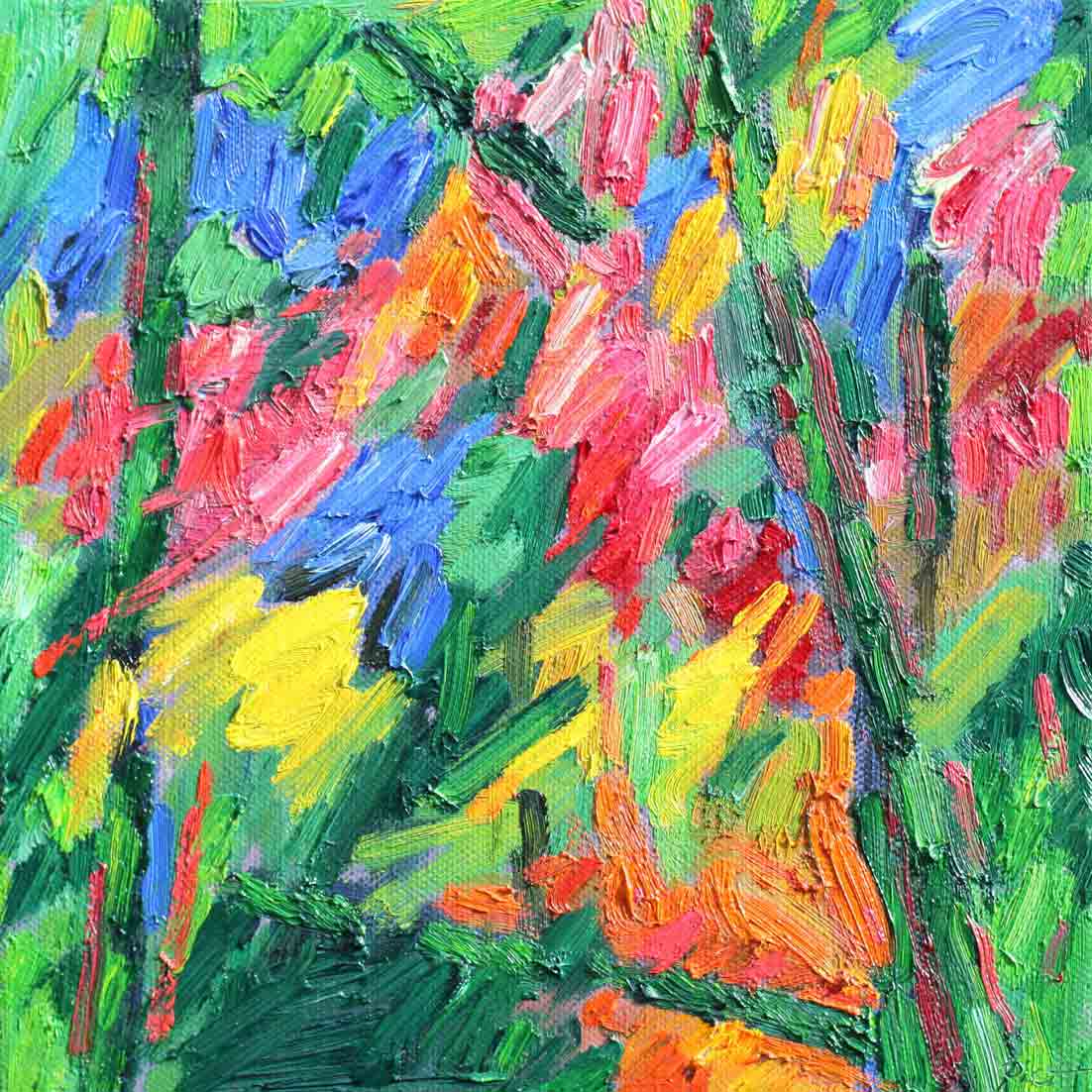 image, oil on canvas, Chaotic garden, Piet Snoeren, Dutch artist