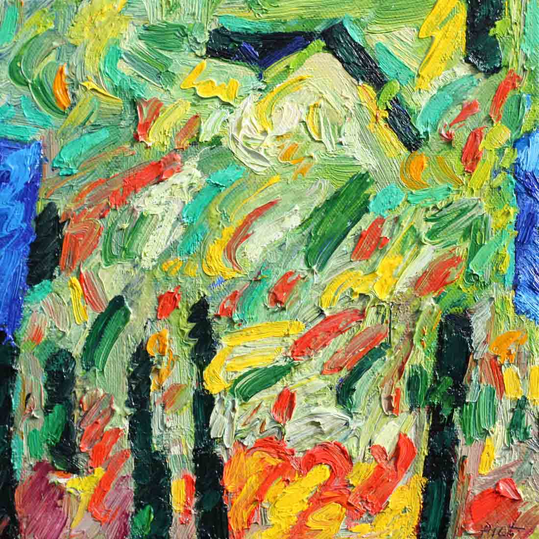 image, oil on canvas, Chaotic garden, Piet Snoeren, Dutch artist