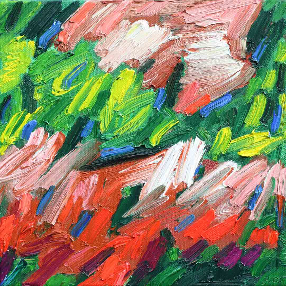 image, oil on canvas, Chaotic garden, Piet Snoeren, Dutch artist