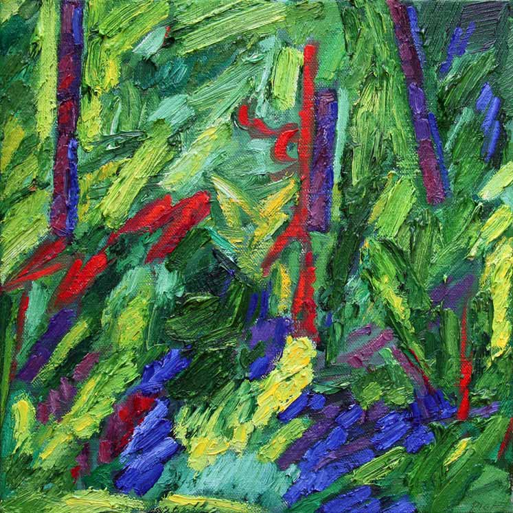 image, oil on canvas, Chaotic garden, Piet Snoeren, Dutch artist