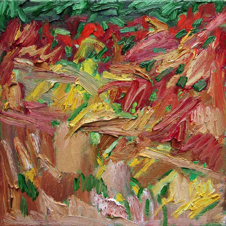 image, oil on canvas, Chaotic garden, Piet Snoeren, Dutch artist