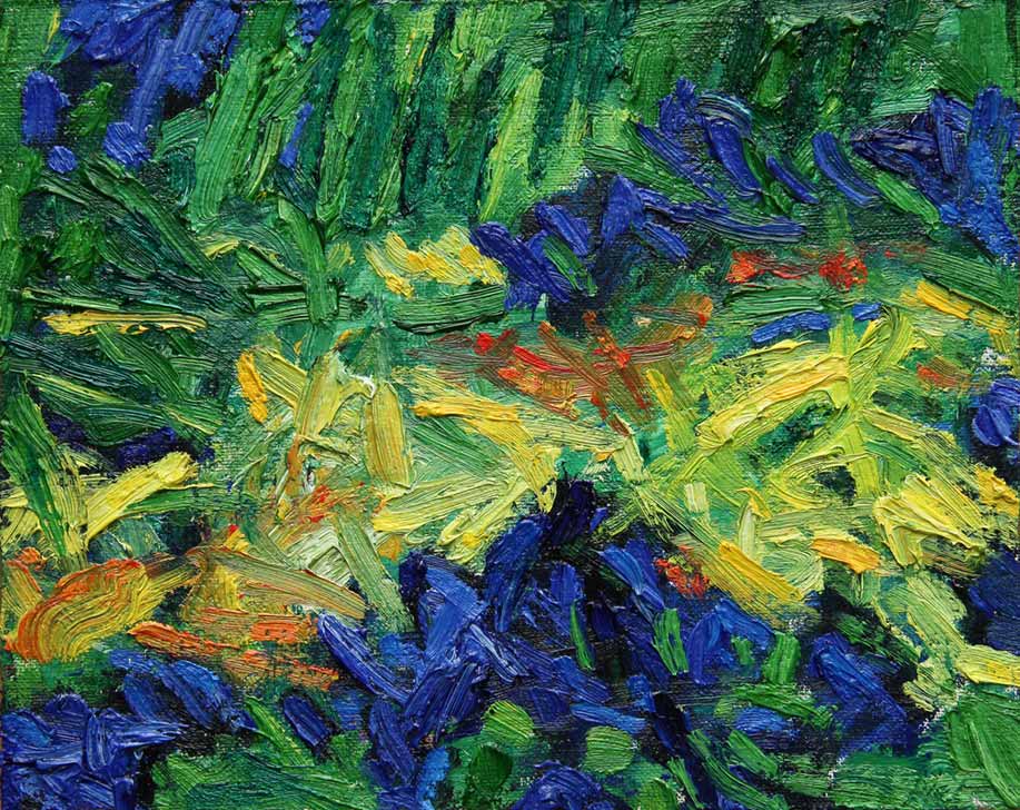 image, oil on canvas, Chaotic garden, Piet Snoeren, Dutch artist