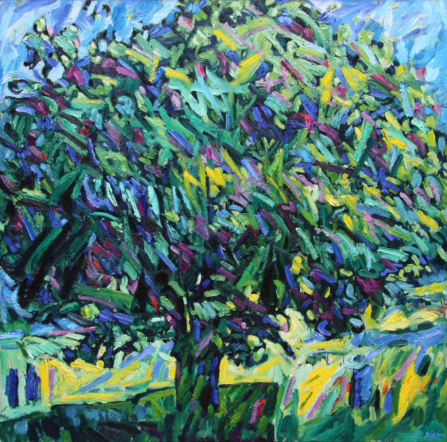 image, oil painting The tree of the morning walk, 300 x 150 cm