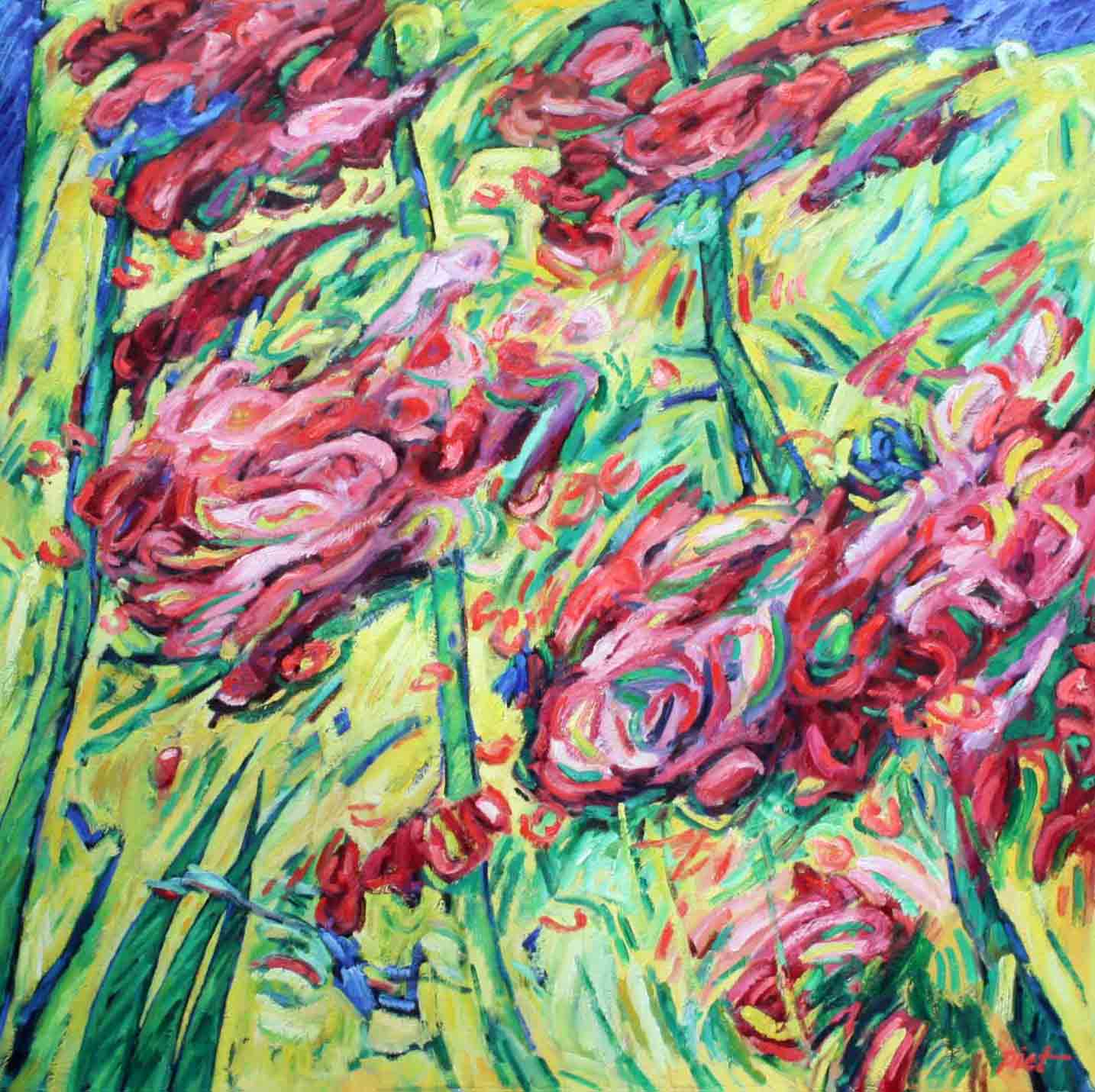 image of oil painting on canvas, theme: vital urge, title The summer