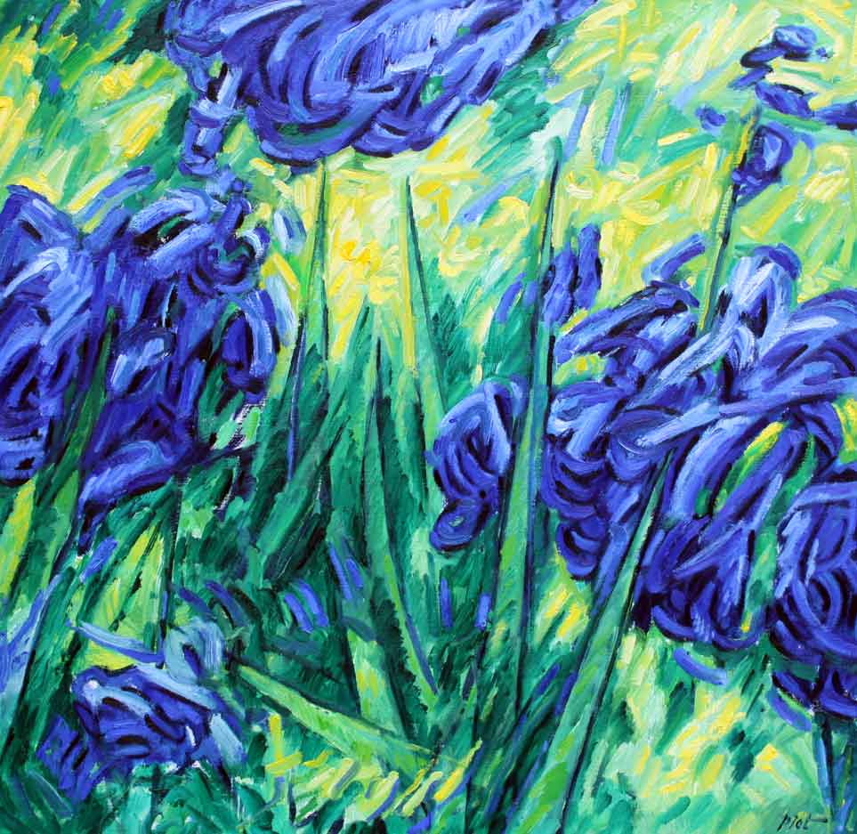 image of oil painting on canvas, Irisses