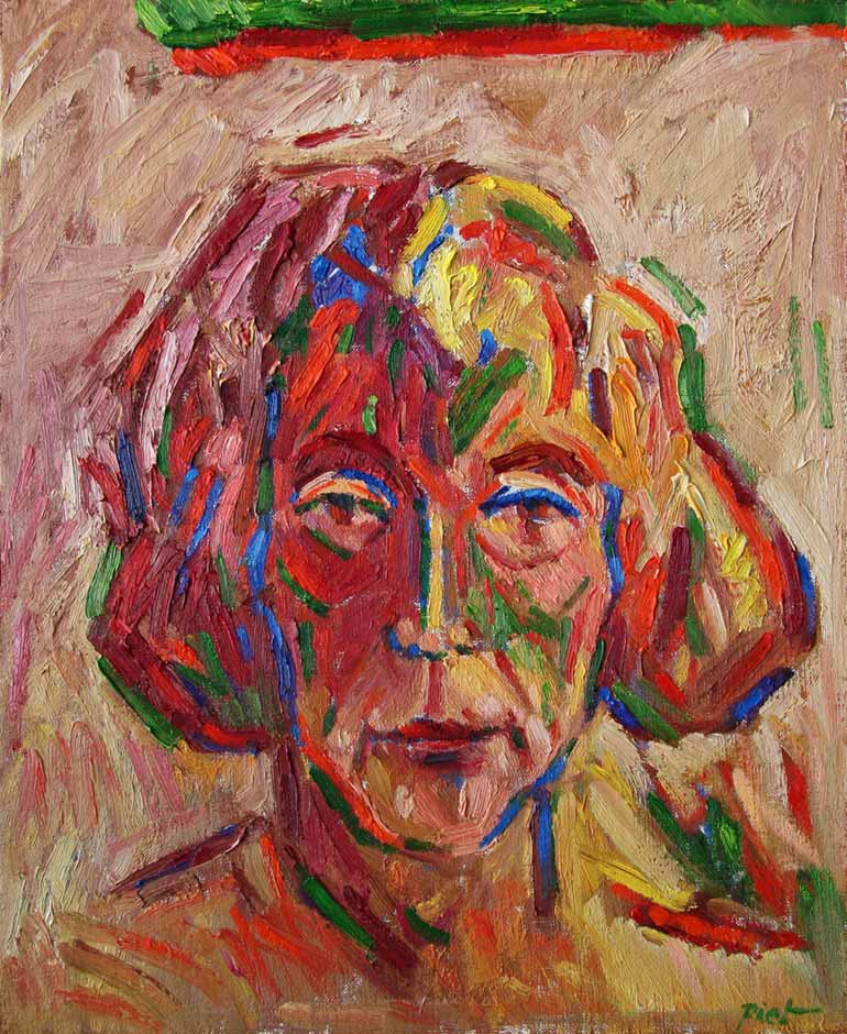Portrait in oil paint, title Martha