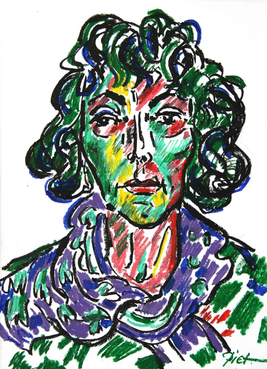 Portrait in oil pastel, title Martha