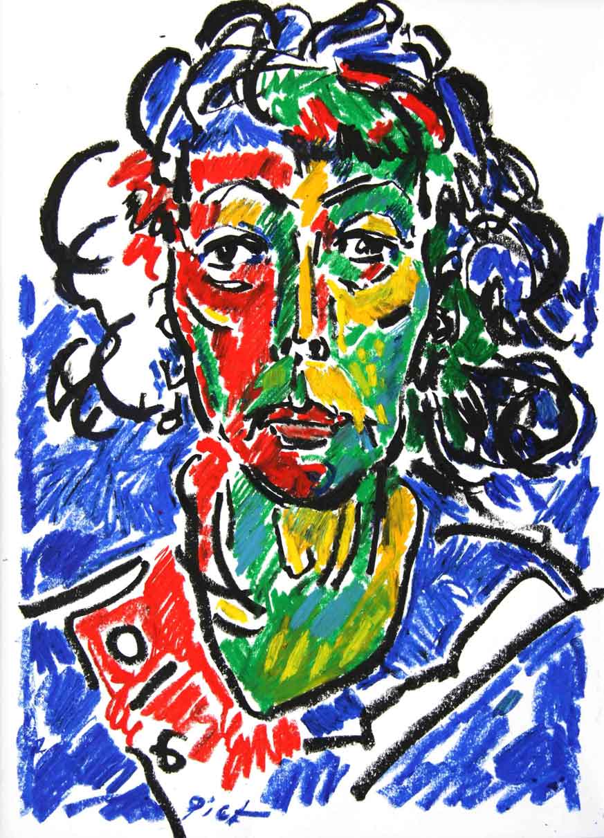 Portrait in oil pastel, title Martha