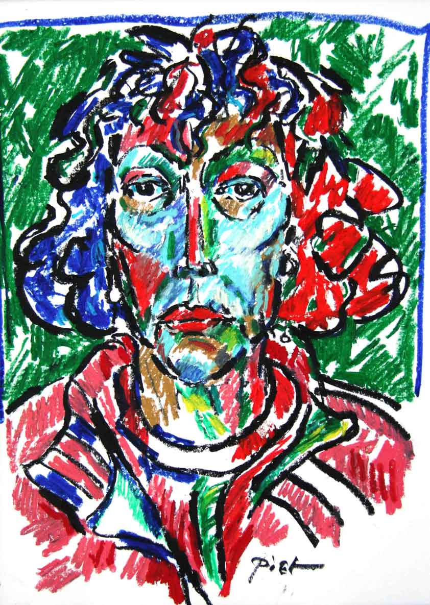 Portrait in oil pastel, title Martha