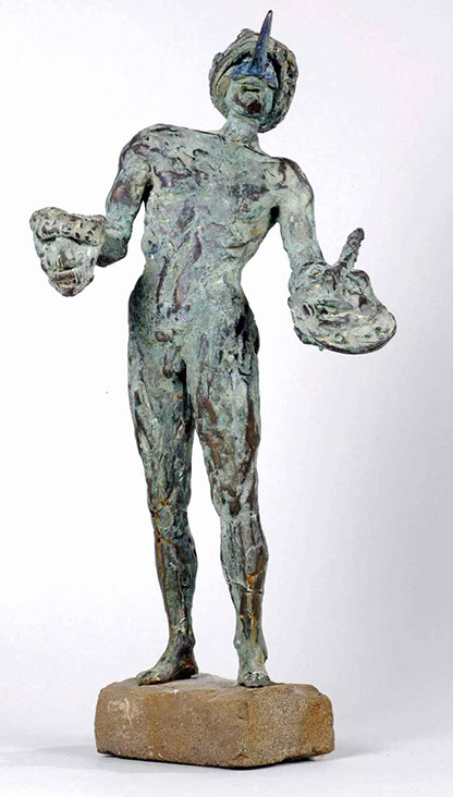 Image of a bronze sculpture, title: King of Masks.