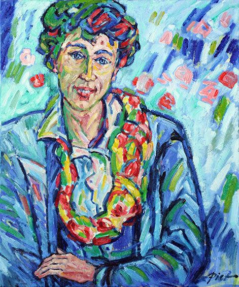 Portrait in oil paint on canvas, title Martha mon printemps