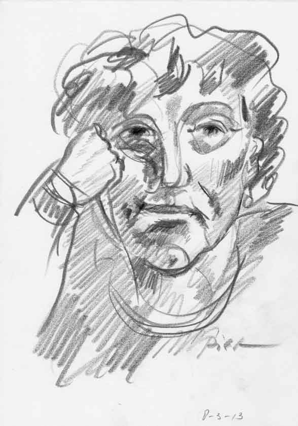 Portrait study in pencil, title Martha