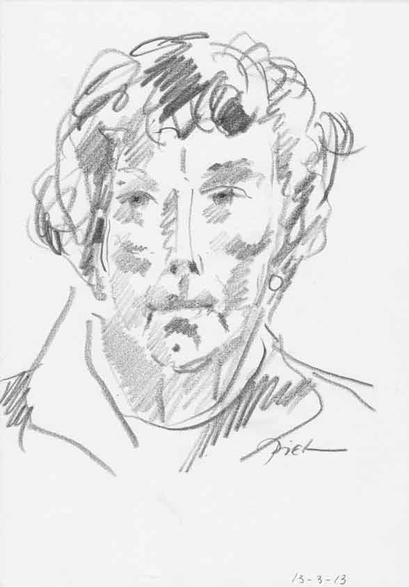 Portrait study in pencil, title Martha