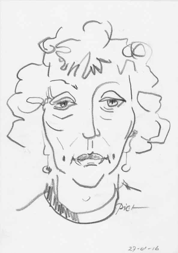 Portrait study in pencil, title Martha