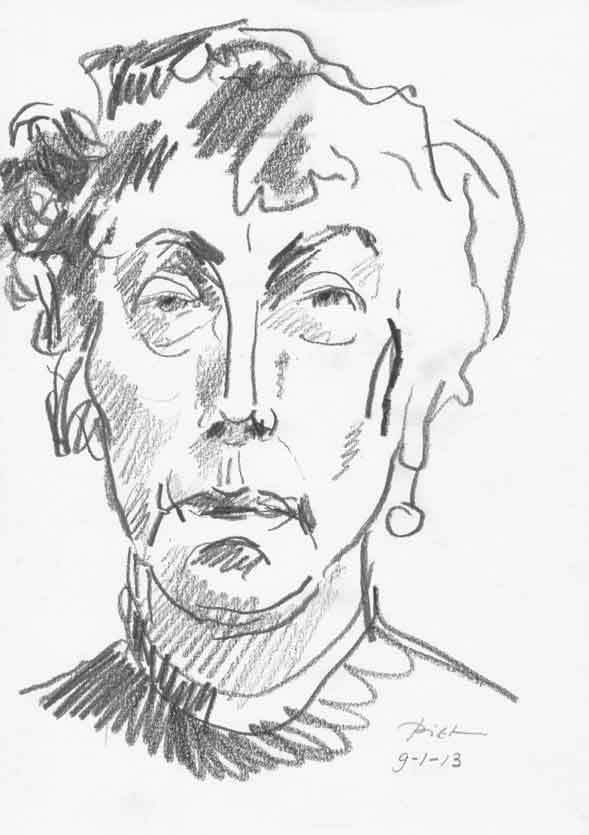 Portrait study in pencil, title Martha