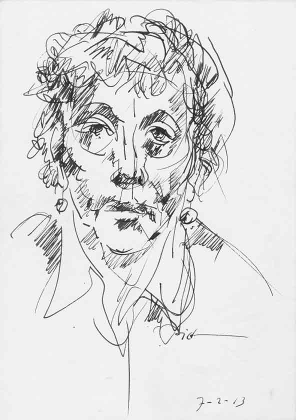 Portrait study in Chinese ink, title Martha