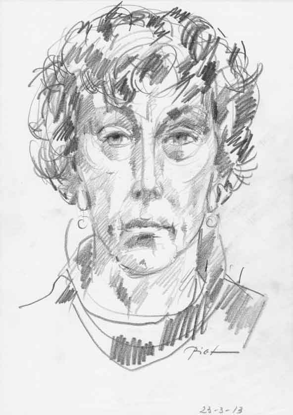 Portrait study in pencil, title Martha