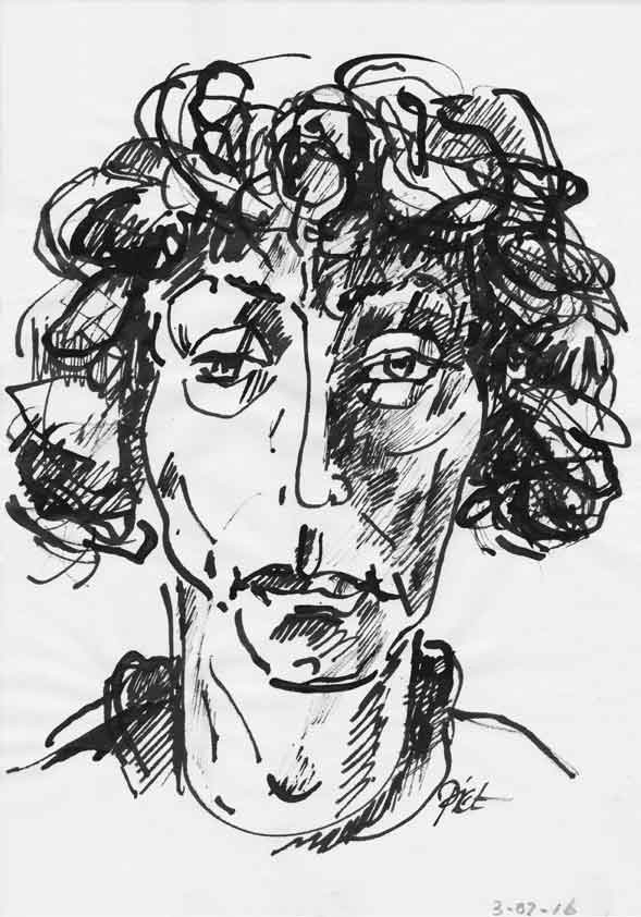 Portrait study in Chinese ink, title Martha