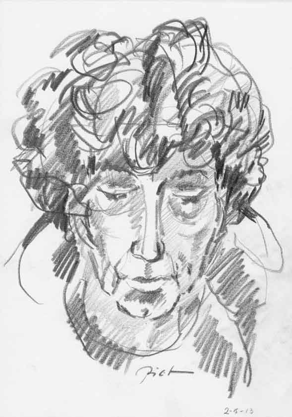 Portrait study in pencil, title Martha