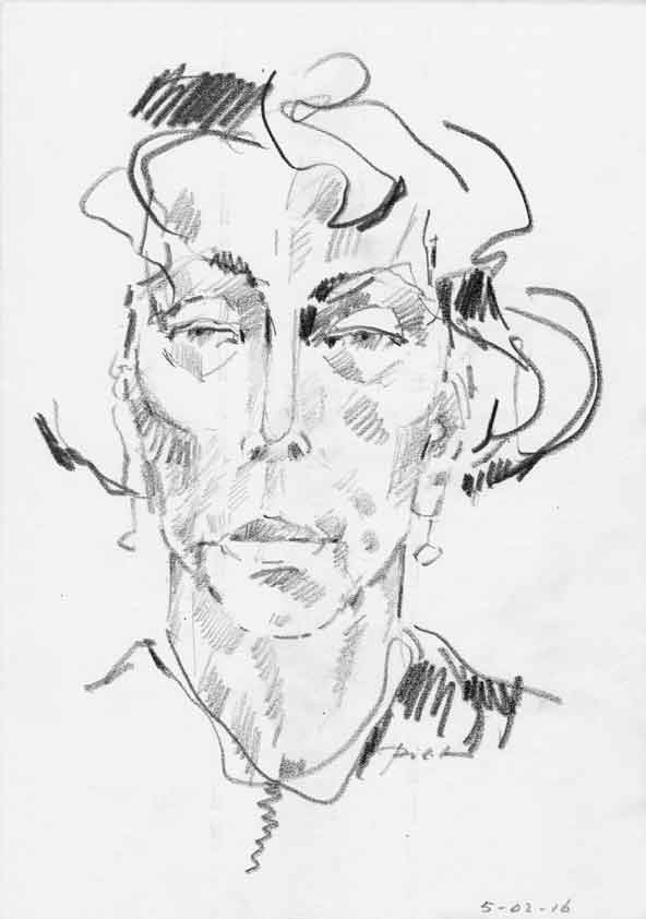 Portrait study in pencil, title Martha