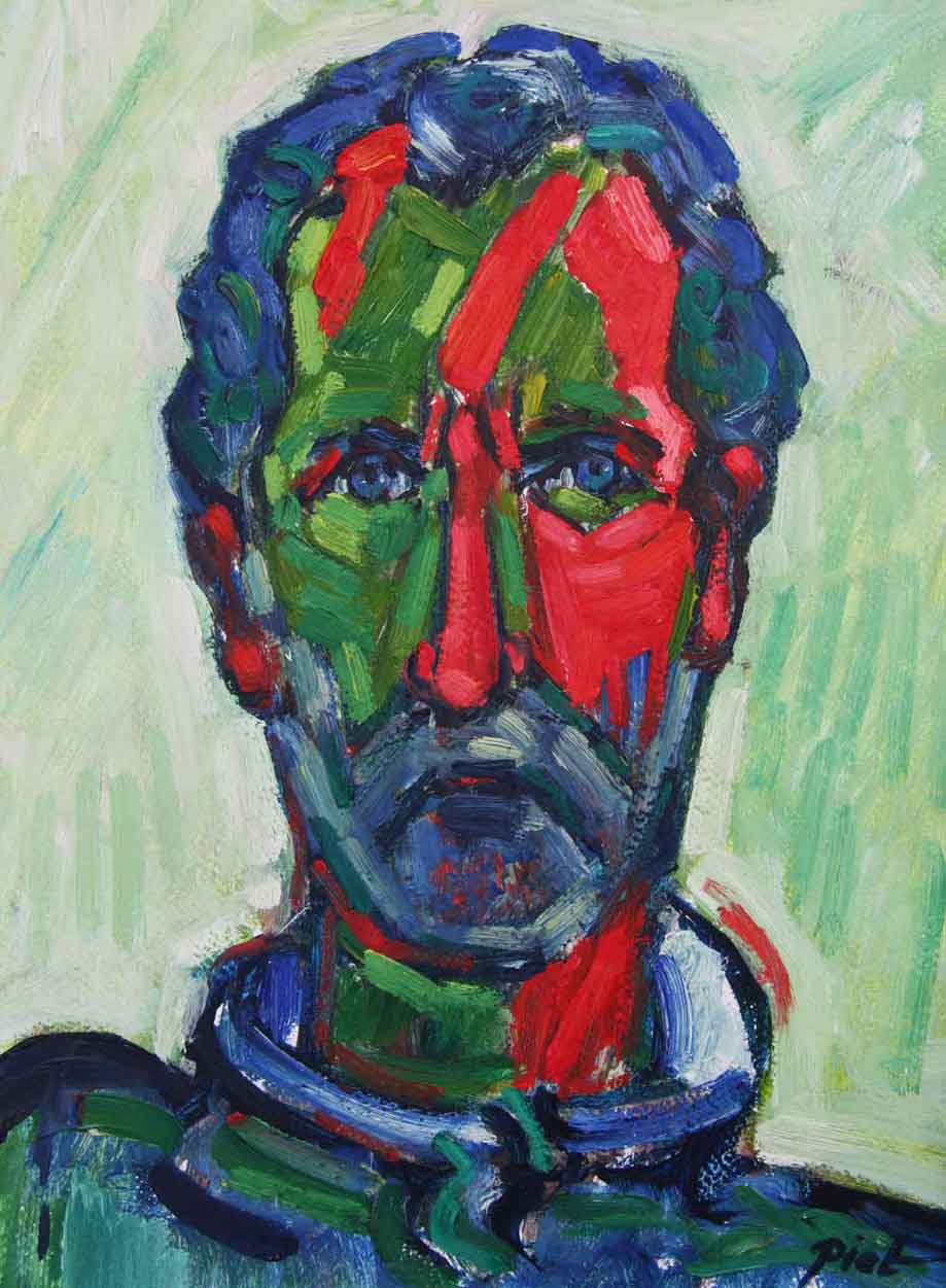 image of a self-portrait, oil on paper, title Self-portrait