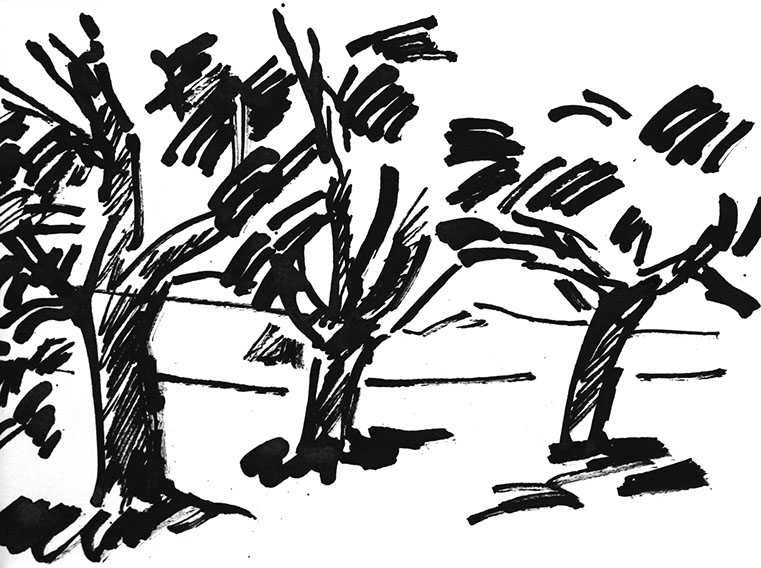 Représentation d'un paysage en encre de Chine, titre Paysage - 10
