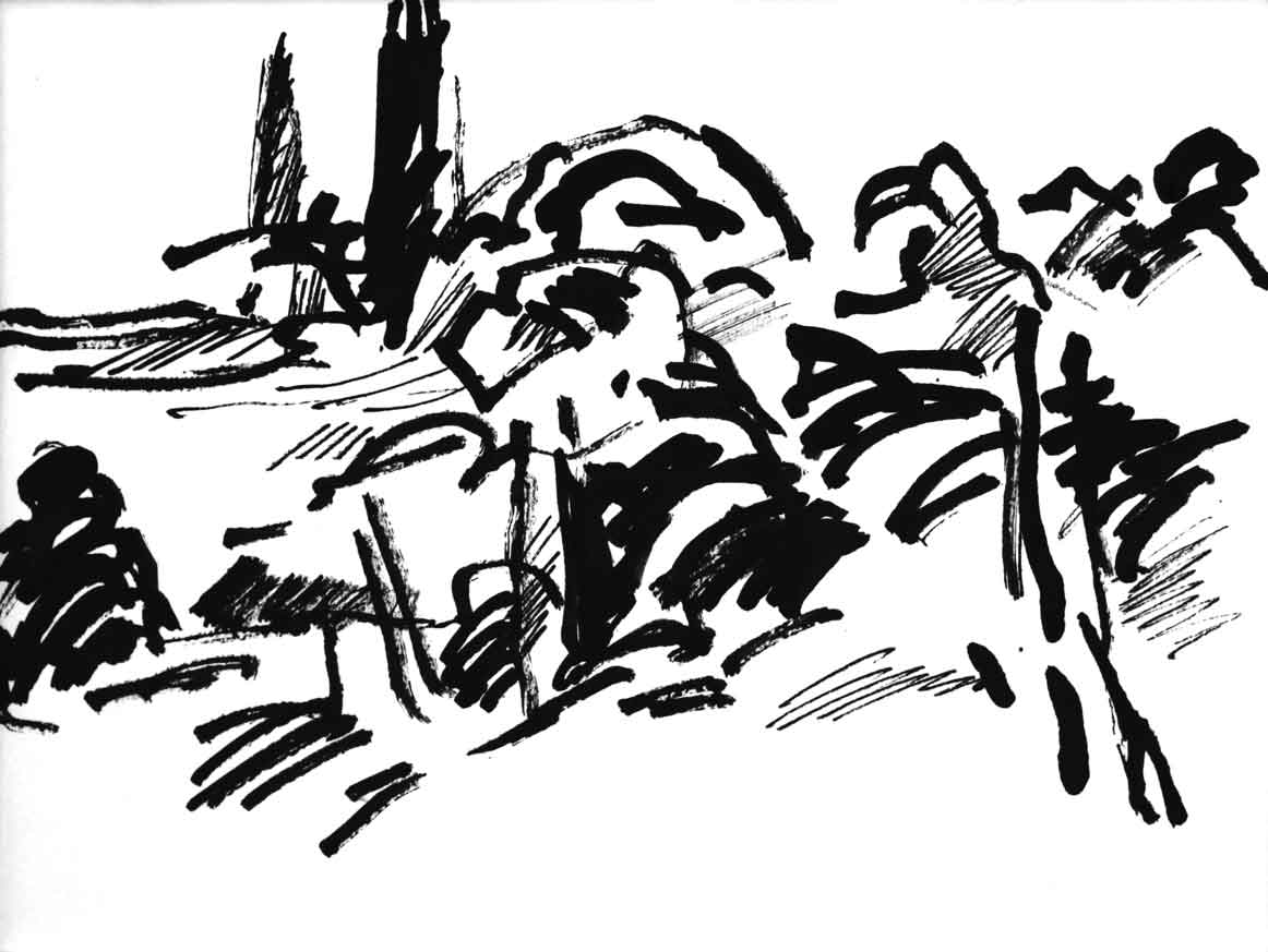 Représentation d'un paysage en encre de Chine, titre Paysage - 2