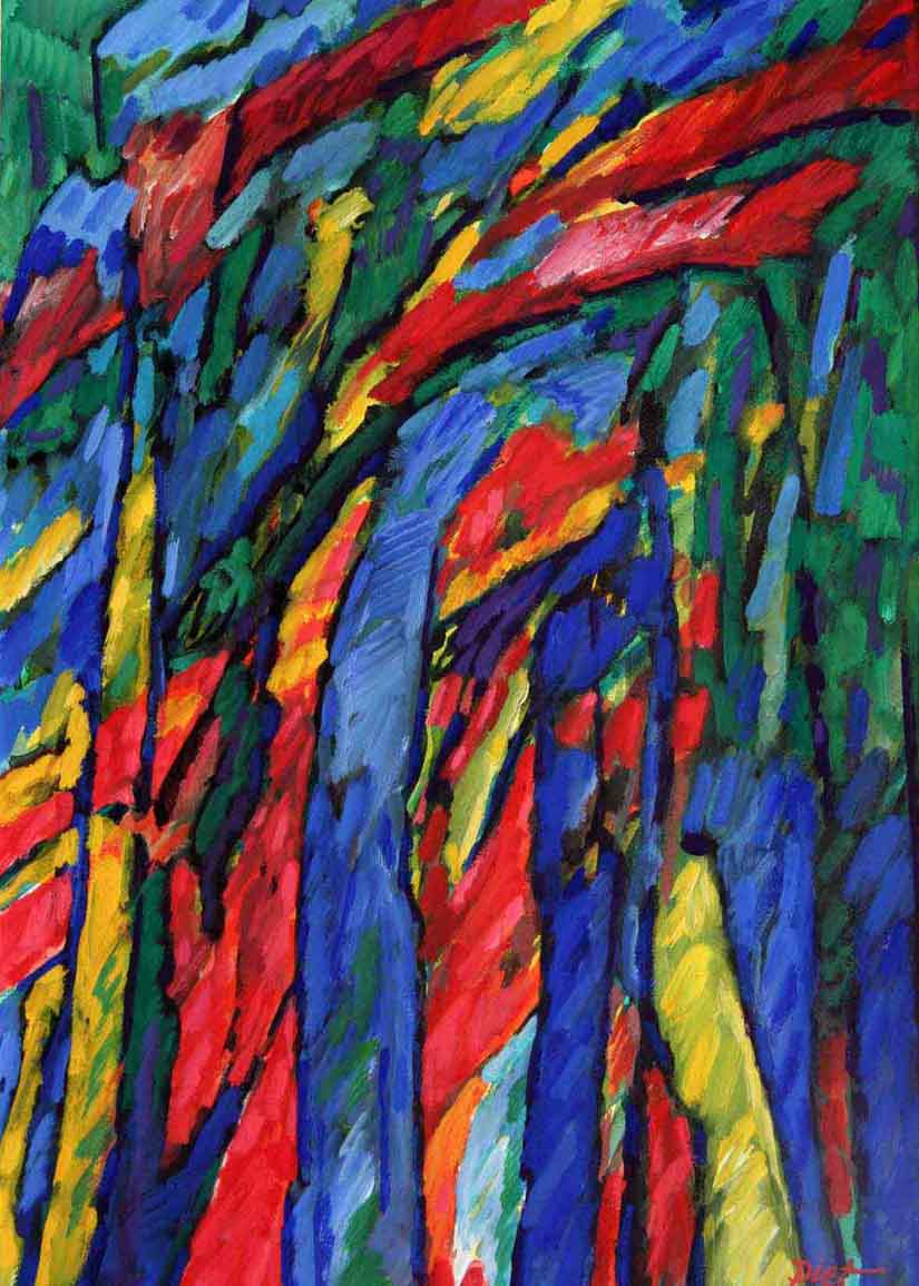 Représentation d'une gouache; thème: Structures de Chaos; titre Étude.