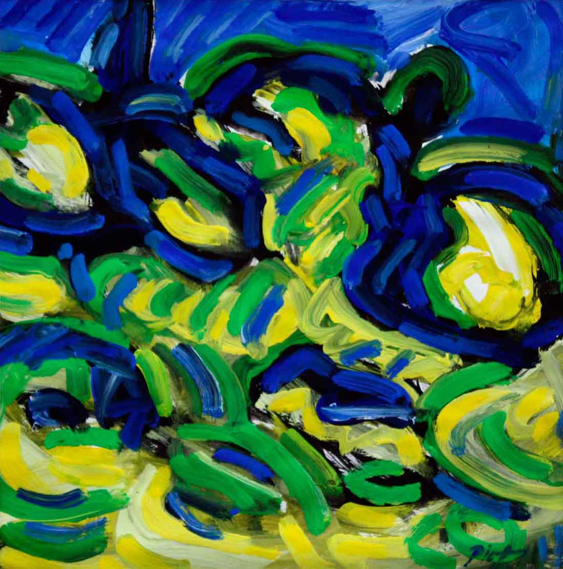Représentation d'une gouache; thème: Structures de Chaos; titre Étude.