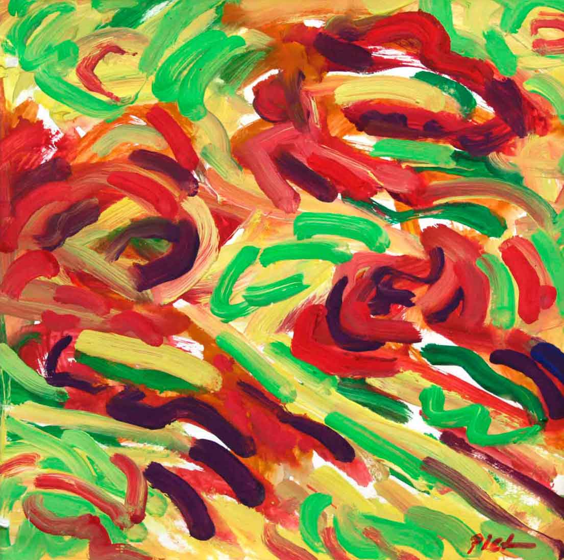 Représentation d'une gouache; thème: Structures de Chaos; titre Étude.