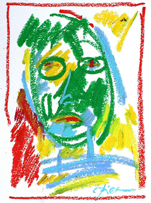 Représentation d'un dessin à la pastel à l'huile, titre: Tête