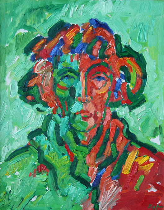 Représentation d'un portrait à l'huile sur toile marouflée, titre Martha