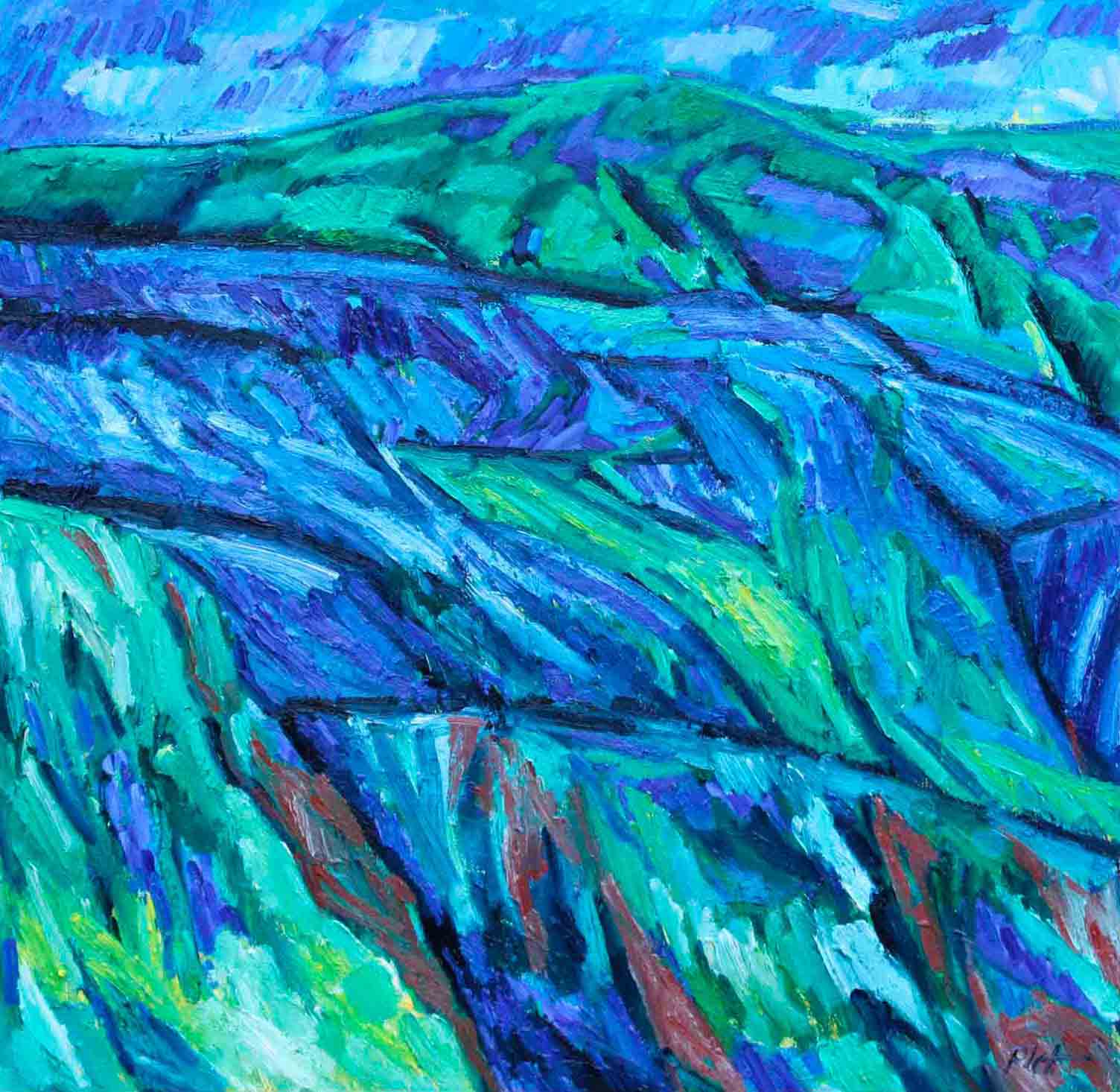 Représentation d'un huile sur toile, titre Paysage.