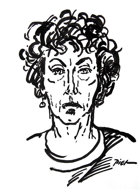 Représentation d'un portrait en encre de Chine; titre Martha: portrait écrit