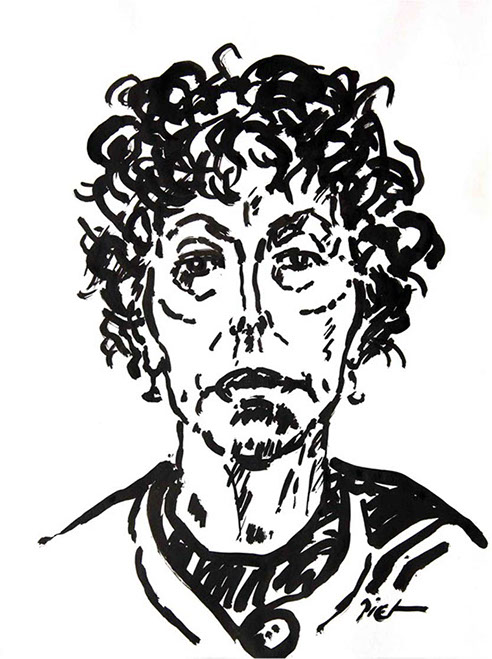 Représentation d'un portrait en encre de Chine; titre Martha: portrait écrit