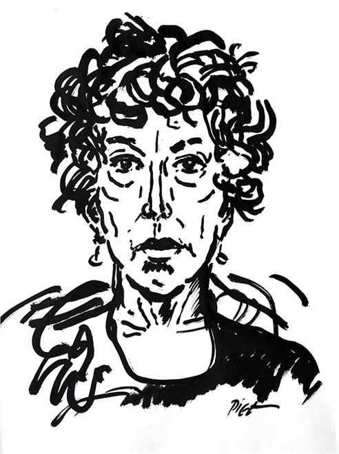 Représentation d'un portrait en encre de Chine; titre Martha: portrait écrit