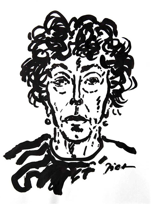 Représentation d'un portrait en encre de Chine; titre Martha: portrait écrit