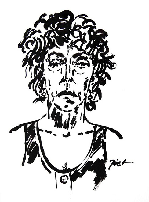 Représentation d'un portrait en encre de Chine; titre Martha: portrait écrit